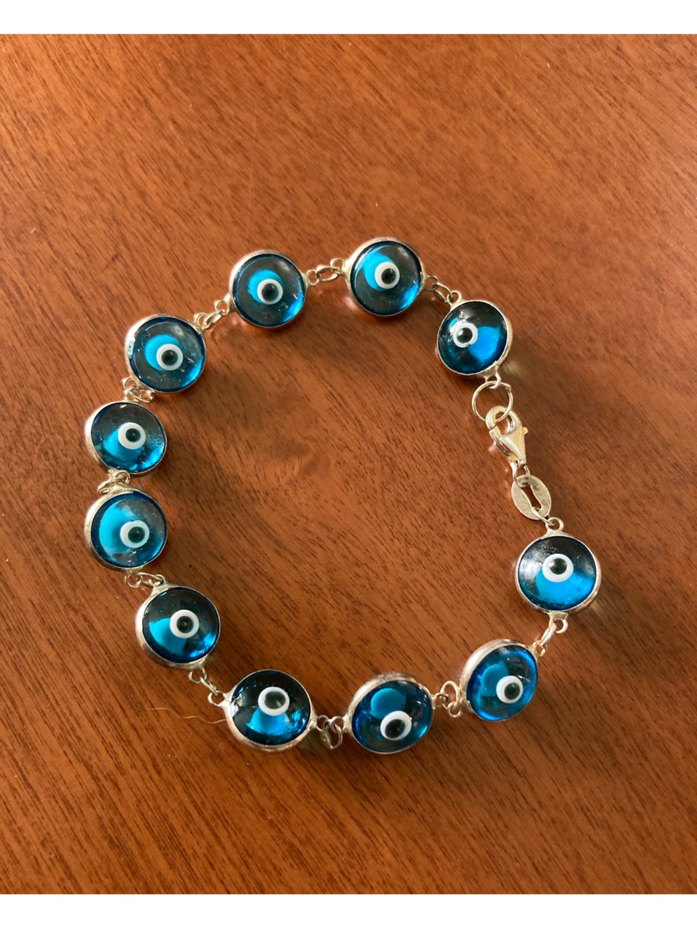 Evil Eye Blue Glass Sterling Silver 925 Bracelet Protection Handmade Glass Beads
